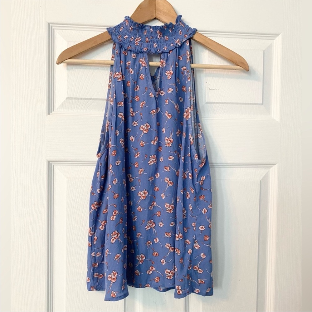 NWT Francesca's Blue Floral Smocked Halter